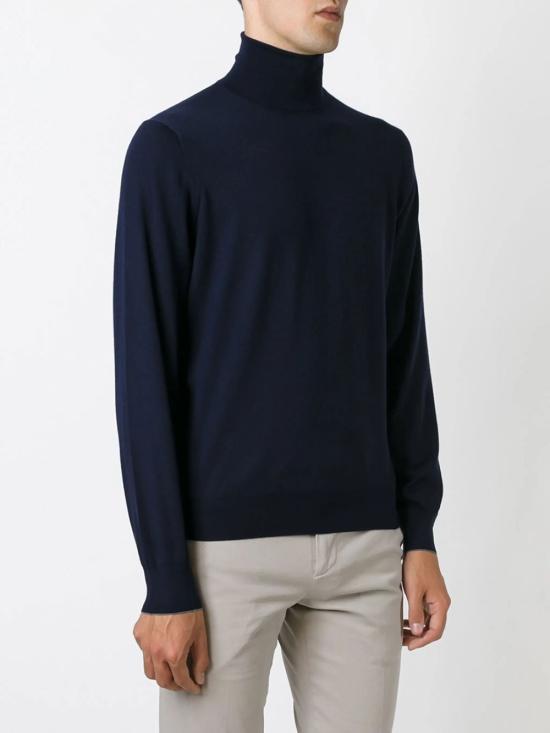 26FW 브루넬로 쿠치넬리 롤 넥 스웨터 M2400103 CW425 NAVY GRIGIO SCURO - BRUNELLO CUCINELLI