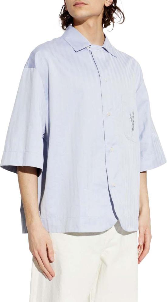 26SS 자크뮈스 스트라이프 로즈마리 로고 가디언 셔츠 SHM00610AW007763GU LICHTBLUE - JACQUEMUS
