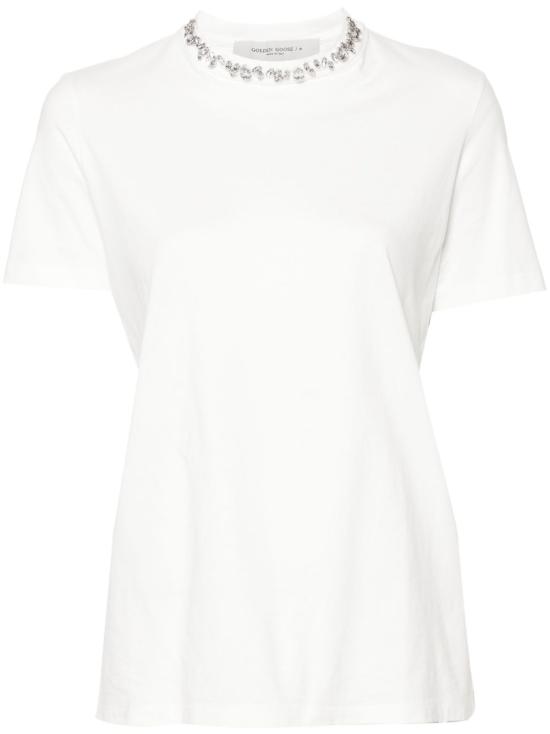 26FW 골든구스 카보숑 크리스탈 티셔츠 GWP01220 P00067310363 WHITE