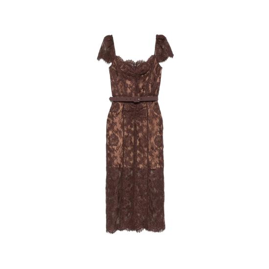 26FW 셀프 포트레이트 미디 원피스 PF26 099MA BR BROWN