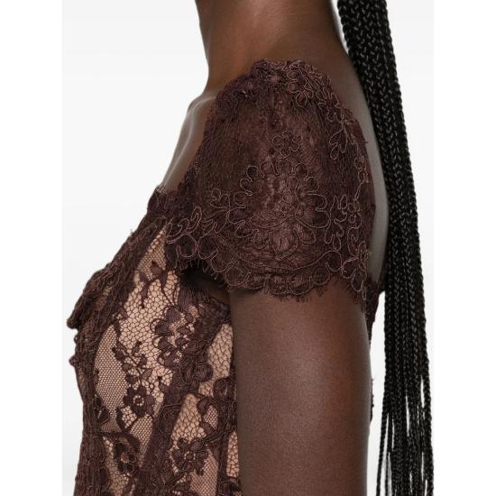 26FW 셀프 포트레이트 미디 원피스 PF26 099MA BR BROWN - SELF PORTRAIT