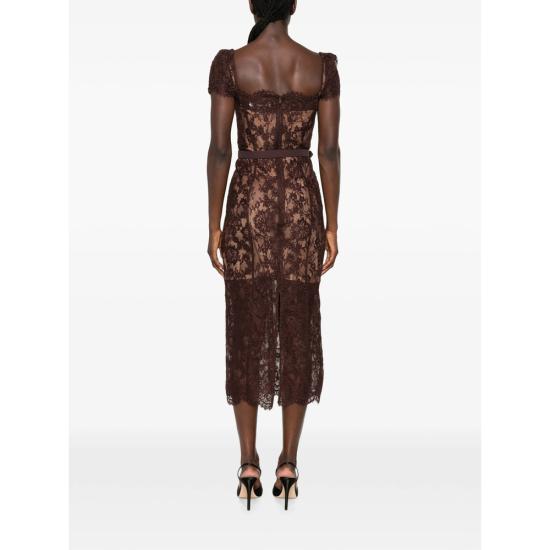 26FW 셀프 포트레이트 미디 원피스 PF26 099MA BR BROWN - SELF PORTRAIT