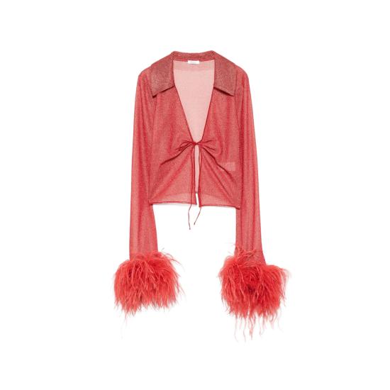 26FW 오세리 블라우스 LCF257 LUREX PLUM CORAL RED