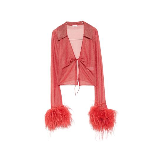 26FW 오세리 블라우스 LCF257 LUREX PLUM CORAL RED