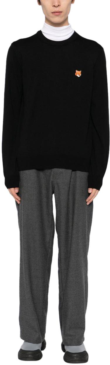 25FW 메종키츠네 폭스 헤드 메리노 레귤러 스웨터 PM00801KT1181P199 BLACK - MAISON KITSUNE