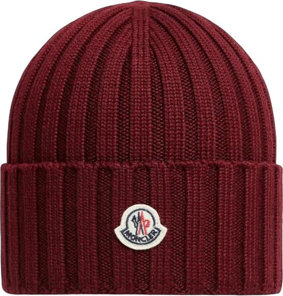 26FW 몽클레어 모자 MONCLER3B00036A9327456LOGOBEANIEBURGUNDY MAROON