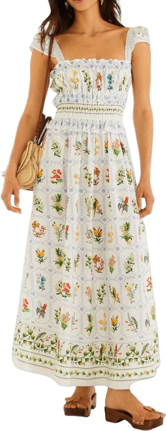26FW 팜 리오 롱 원피스 FARMRIO35582525203TROPICALPORCELAINMAXIDRESSMAXIDRESSESOFFWHITEDESSIN - FARM RIO