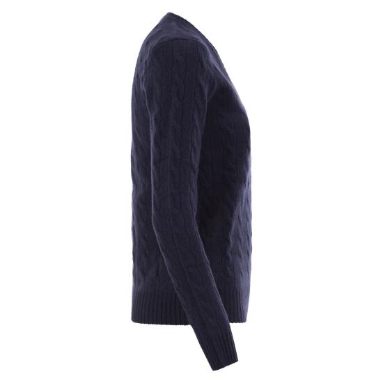 26FW 폴로 랄프로렌 포니 로고 자수 케이블 니트 v넥 스웨터 211971866 NAVY - POLO RALPH LAUREN