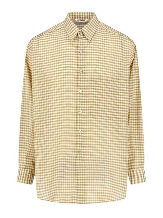26FW 오라리 긴팔 셔츠 A26SS01GCMUSTARDGINGHAMCHECK Beige