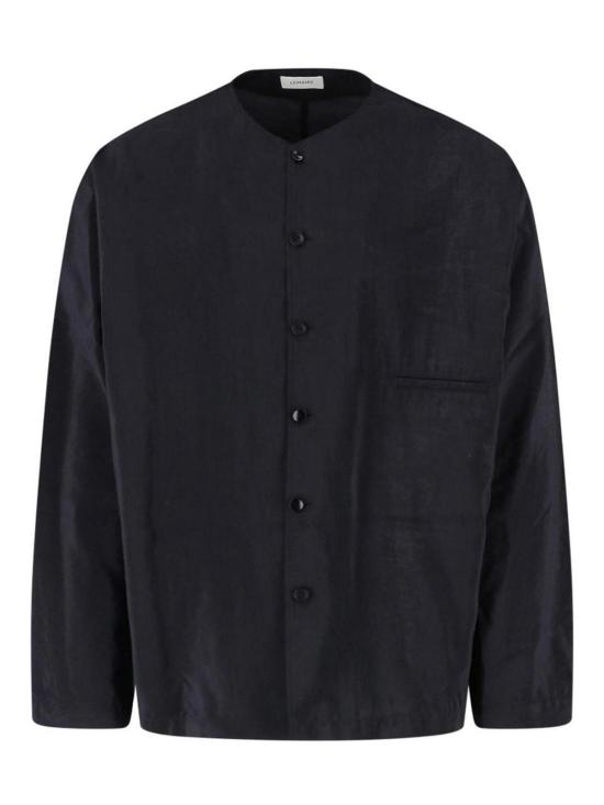 26SS 르메르 드라이 실크 V넥 셔츠 SH1235LF1308BK999 Black