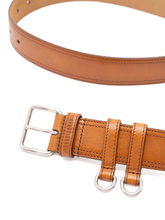 26FW 미우미우 더블 루프 버클 가죽 레귤러 벨트 5CC7312IER F0046 CAMEL - MIU MIU