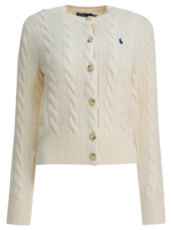 26FW 폴로 랄프로렌 로고 자수 크루넥 가디건 211972104002AUTHENTICCREAM WHITE