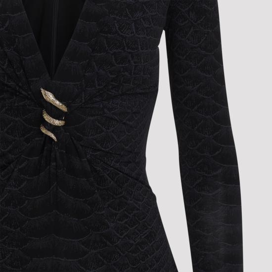 26FW 로베르토 카발리 미디 원피스 XQT152NLS36 05051 BLACK - ROBERTO CAVALLI