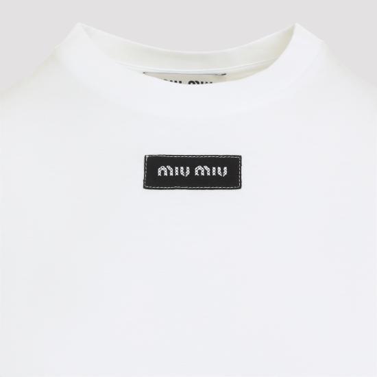 26FW 미우미우 반팔 티셔츠 MJNA45SOOO6398 F0009 WHITE - MIU MIU