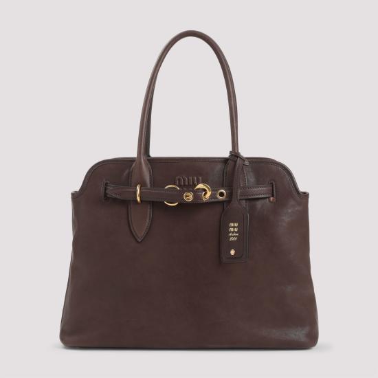26FW 미우미우 토트백 5BG291VOON2BBL F0NBL BROWN - MIU MIU