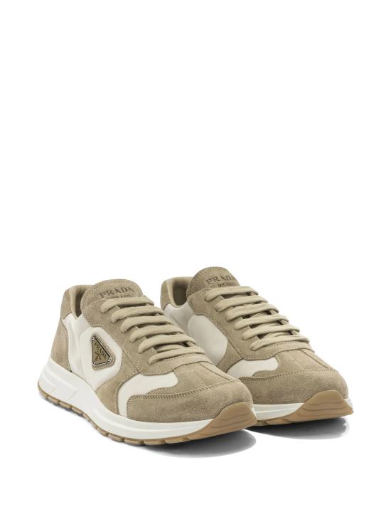 26FW 프라다 프락스 스웨이드 앤 리나일론 스니커즈 2EE455LOW F04CR NUDE NEUTRALS - PRADA