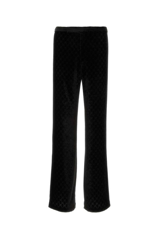 26FW 구찌 GG 스트레치 벨벳 데보레 팬츠 860769ZAUS4 1000 BLACK