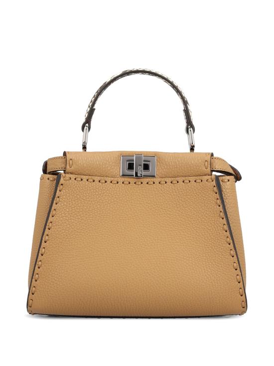 26FW 펜디 미니 피카부 220 핸드 스티칭 탑스티치 헤이즐넛 셀러리아 백 8BN244AYB3 F1X85 BROWN - FENDI