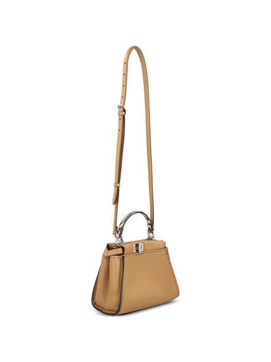 26FW 펜디 미니 피카부 220 핸드 스티칭 탑스티치 헤이즐넛 셀러리아 백 8BN244AYB3 F1X85 BROWN - FENDI