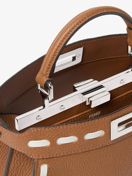 26FW 펜디 피카부 아이씨유 스몰 가죽 토트백 8BN327AY6X F1X1T BROWN - FENDI