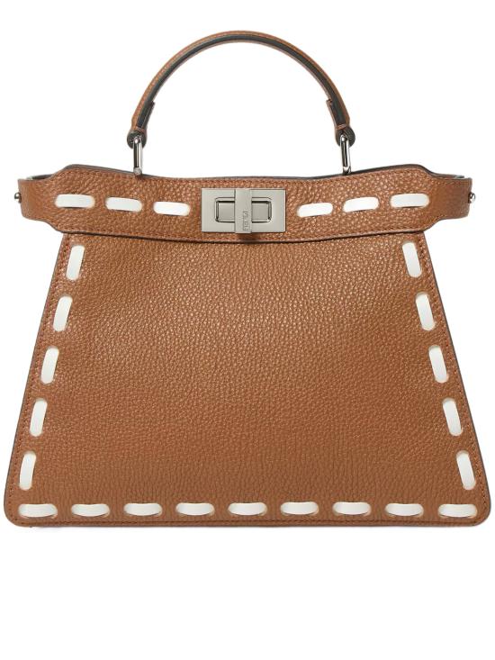 26FW 펜디 피카부 아이씨유 스몰 가죽 토트백 8BN327AY6X F1X1T BROWN