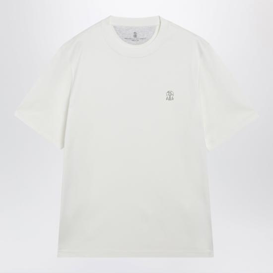 26FW 브루넬로 쿠치넬리 코튼 저지 크루넥 티셔츠 M0B138440CO White