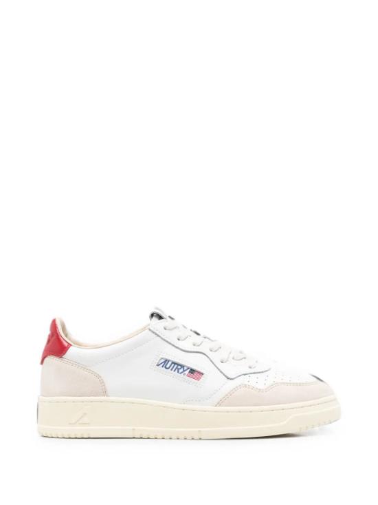 26FW 오트리 메달리스트 로우 스니커즈 AULM LS43 099 LEAT SUEDE WHITE RED