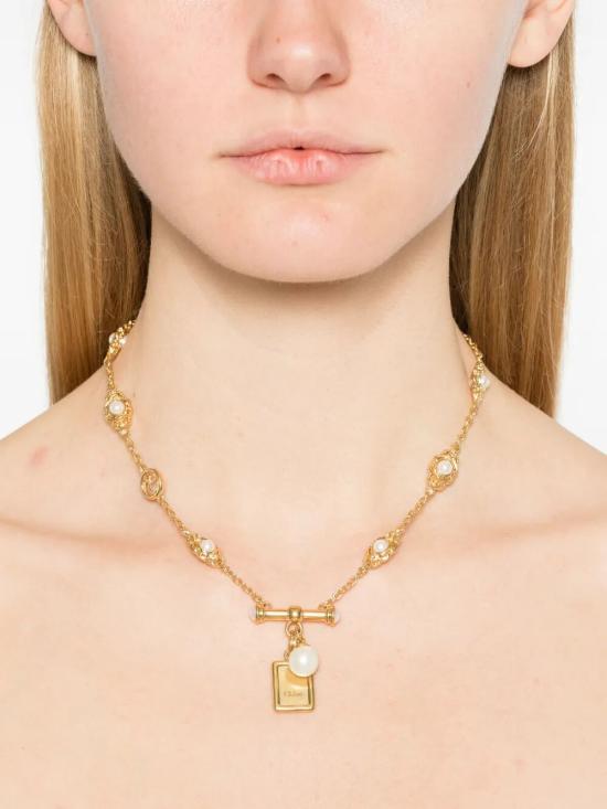 26FW 끌로에 목걸이/팬던트 CH26SJN02BRE 099 7ZN GOLD AND PEARLY - CHLOE