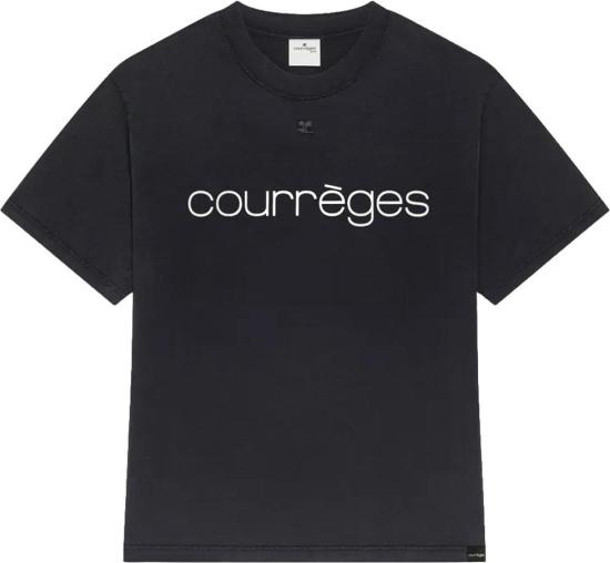 26FW 쿠레쥬 반팔 티셔츠 COURREGES326JTS203JS03129901LOGOPRINTOVERSIZEDTSHIRTSHORTSLEEVETSHIRTSBLACK