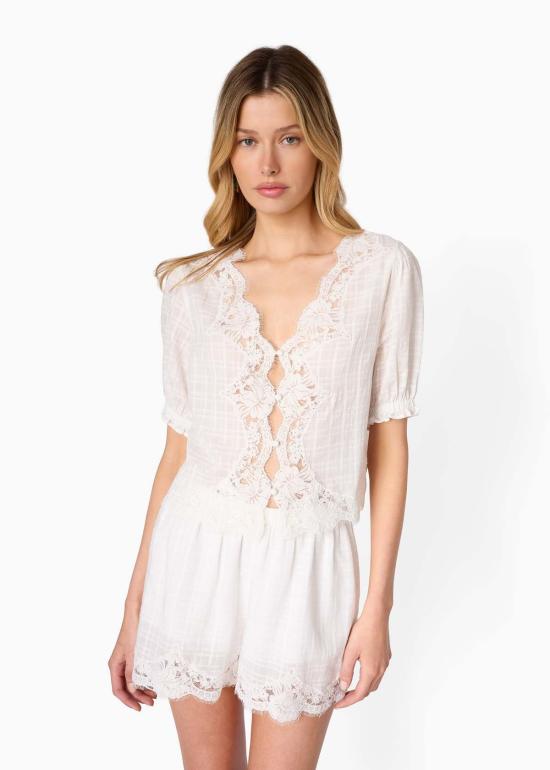  카미 뉴욕 블라우스 Cami Nyc Junie 코튼 체크 탑 화이트 - CAMI NYC