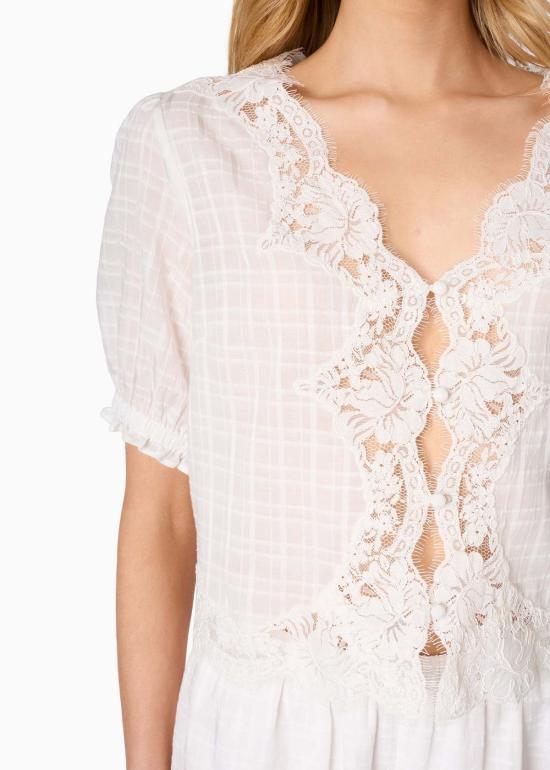  카미 뉴욕 블라우스 Cami Nyc Junie 코튼 체크 탑 화이트 - CAMI NYC