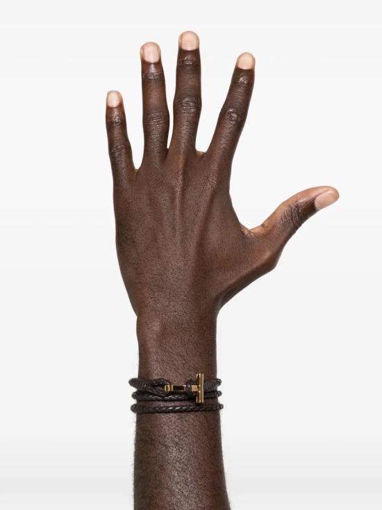 26FW 톰포드 브레이디드 레더 브레이슬릿 JM005 ICL002G EIR DARK BROWN - TOMFORD