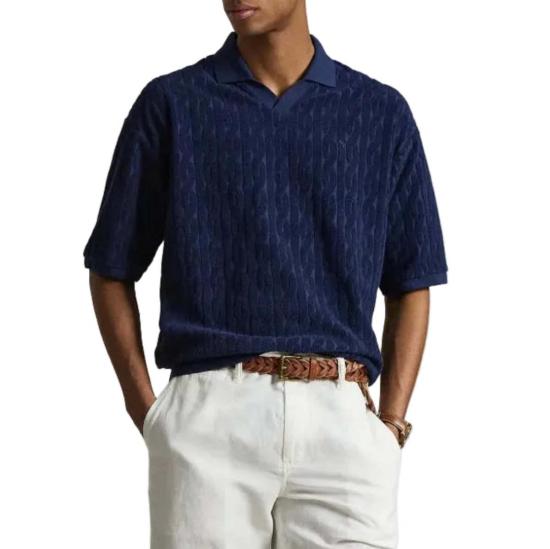  폴로 랄프로렌 폴로 티셔츠 폴로 랄프 로렌 케이블 니트 폴로 셔츠 네이비 - POLO RALPH LAUREN
