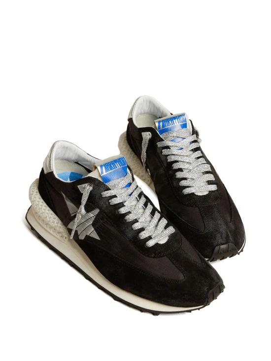 26FW 골든구스 립스탑 나일론 어퍼 & 실버 스타 마라톤 스니커즈 GMF00684F005675 90179 BLACK SILVER - GOLDEN GOOSE