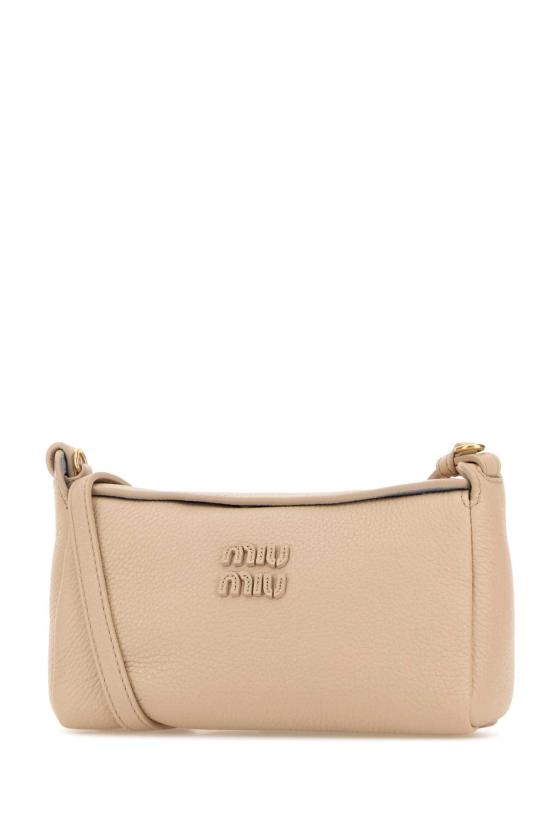 26SS 미우미우 로고 레더 파우치백 5NF4622IFL F05C2 TRAVERTINO PERVINCA - MIU MIU