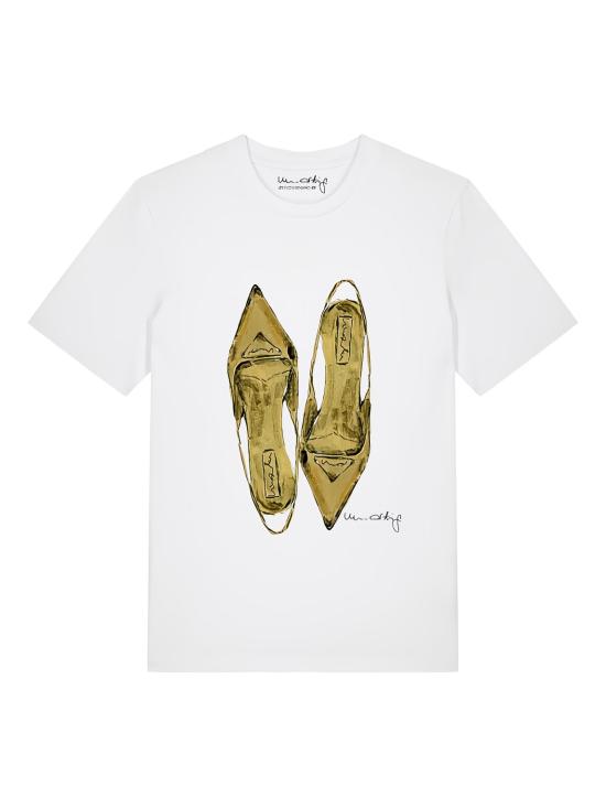 26SS UN-ARTIG 반팔 티셔츠 W25412101 WEISS PRINT MIT GLITZEREFFEKT