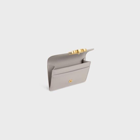 26FW 셀린느 샤이니 카프스킨 플랩 카드 홀더 10I583DPV SOFT GREY 10SY - CELINE