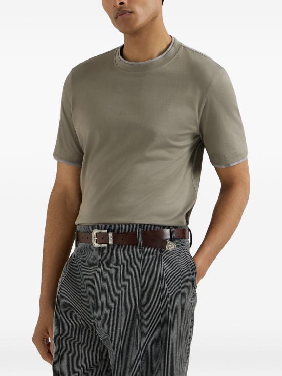 26FW 브루넬로 쿠치넬리 자수 로고 티셔츠 M0B137427 CAE09 - BRUNELLO CUCINELLI