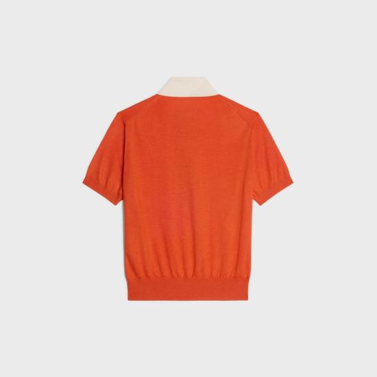 26FW 셀린느 폴로 티셔츠 RY0LZ0W27 20OW ORANGEWHITE 20OW ORANGE WHITE - CELINE
