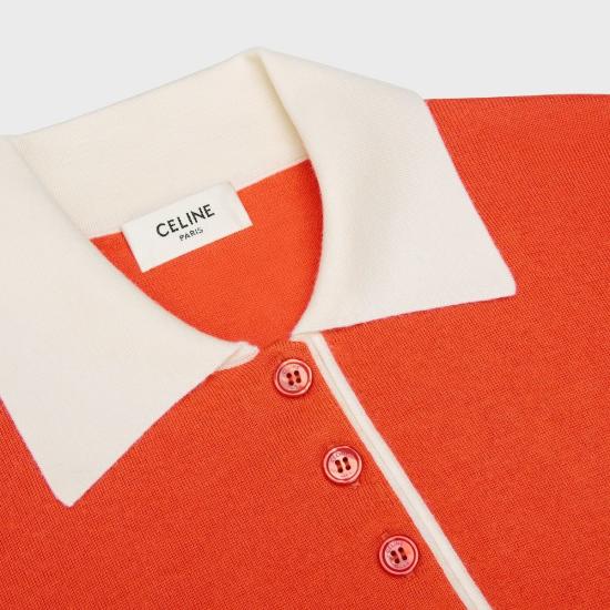 26FW 셀린느 폴로 티셔츠 RY0LZ0W27 20OW ORANGEWHITE 20OW ORANGE WHITE - CELINE