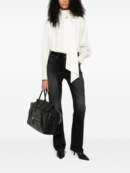 26SS 셀린느 크롭 라발리에르 셔츠 RC0950H25 01RD CRAIE - CELINE