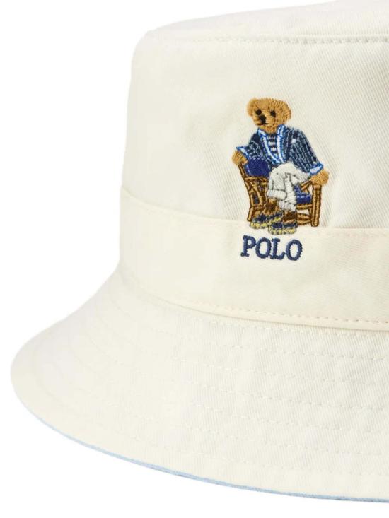  폴로 랄프로렌 버킷햇 폴로 랄프 로렌 폴로 베어 트윌 버킷햇 화이트 - POLO RALPH LAUREN