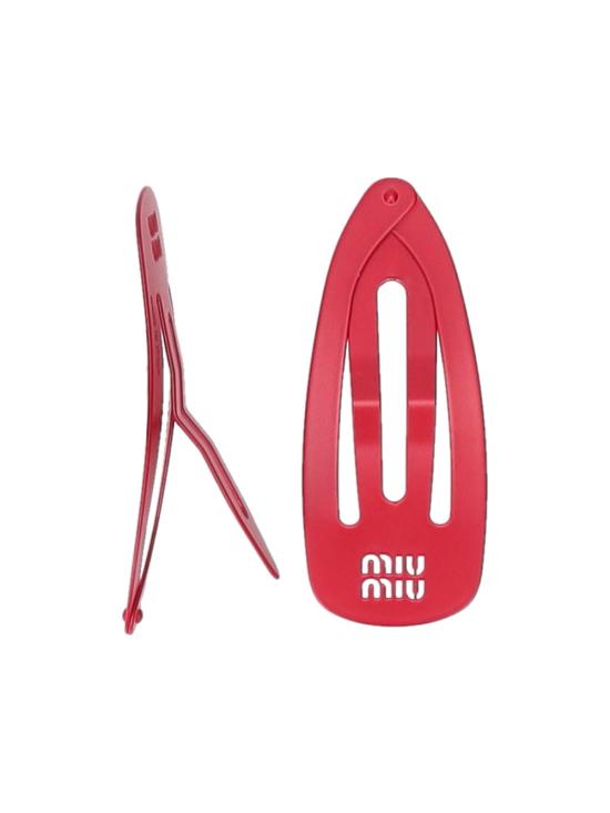 26FW 미우미우 로고 메탈 헤어 핀 5IF290 2DTU F0011 RED DOM - MIU MIU