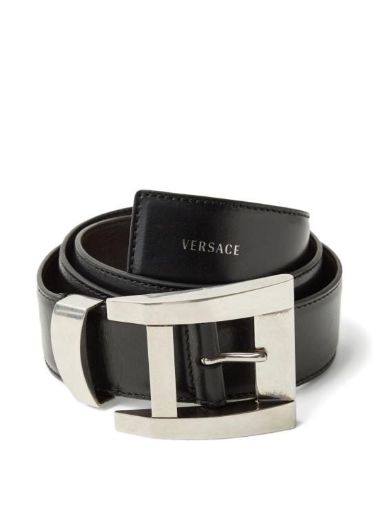 26FW 베르사체 가죽 벨트 10241971A17848 1B00K Black palladium
