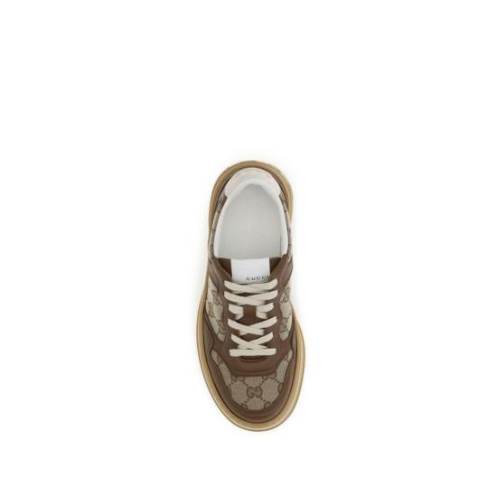 구찌 스니커즈 송아지 가죽 보스 타우러스 청키  베이지 - GUCCI