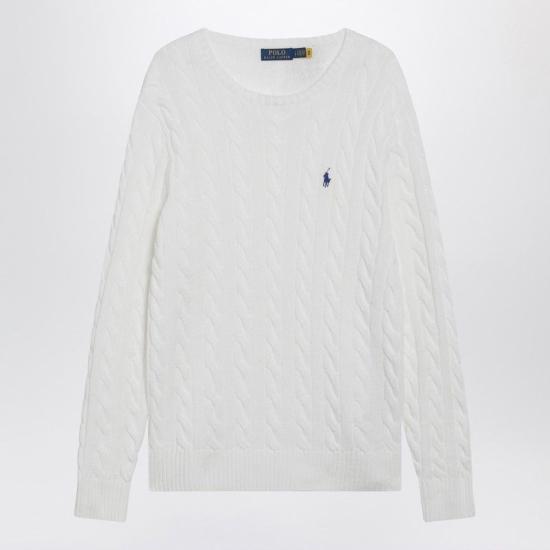 26FW 폴로 랄프로렌 로고 자수 케이블 니트 스웨터 710775885033CO WHT WHITE