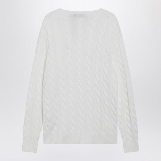 26FW 폴로 랄프로렌 로고 자수 케이블 니트 스웨터 710775885033CO WHT WHITE - POLO RALPH LAUREN