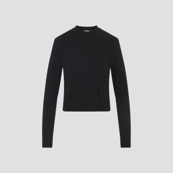 26FW 자크뮈스 그로그랭 로고 롱슬리브 티셔츠 TSW00155AJ00124 990 BLACK - JACQUEMUS