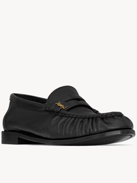 26FW 생로랑 소프트 샤이니 레더 로퍼 818908AA00K 1000 BLACK - SAINT LAURENT