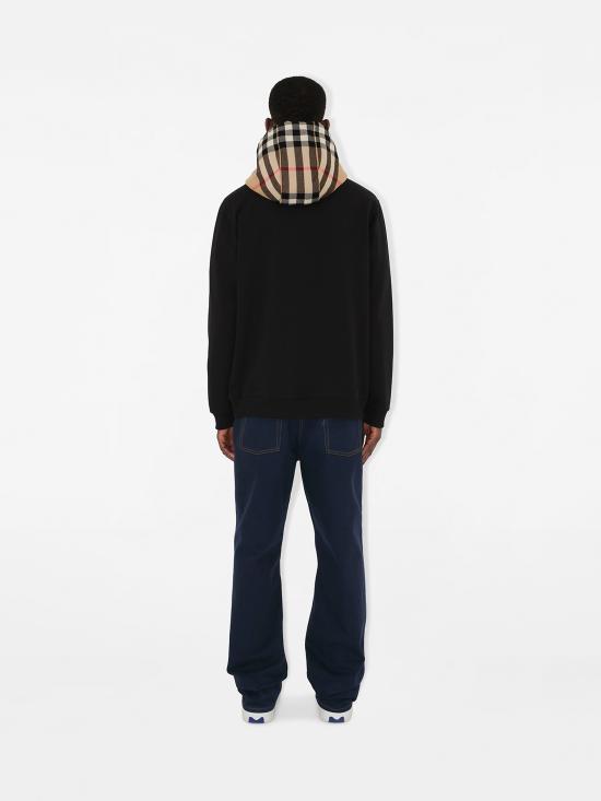 26FW 버버리 체크 후드 코튼 지퍼 후드 8060705 A1189 Nero - BURBERRY